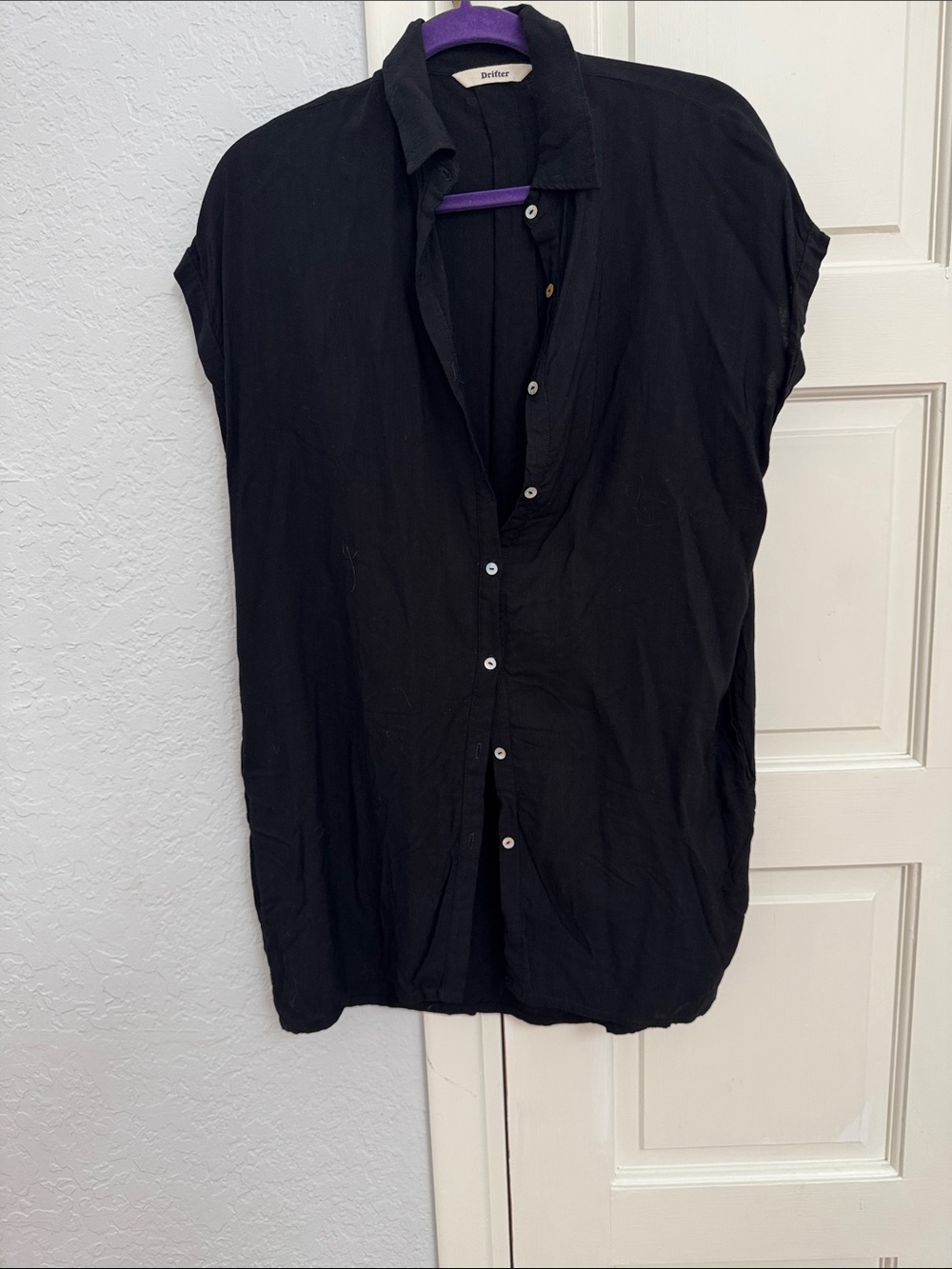 Drifter Black Button-Front Shirt Dress